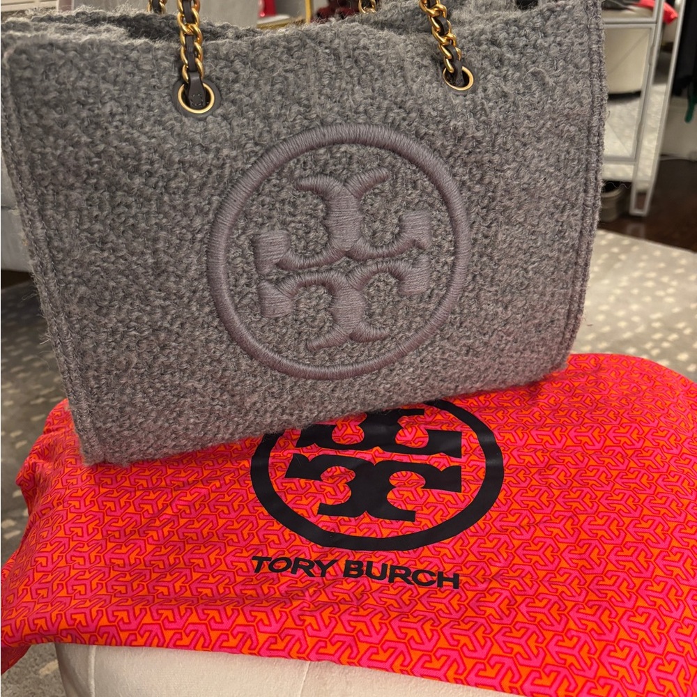 Tory Burch Ella Gray Boucle Tote Bag - Picture 3 of 10